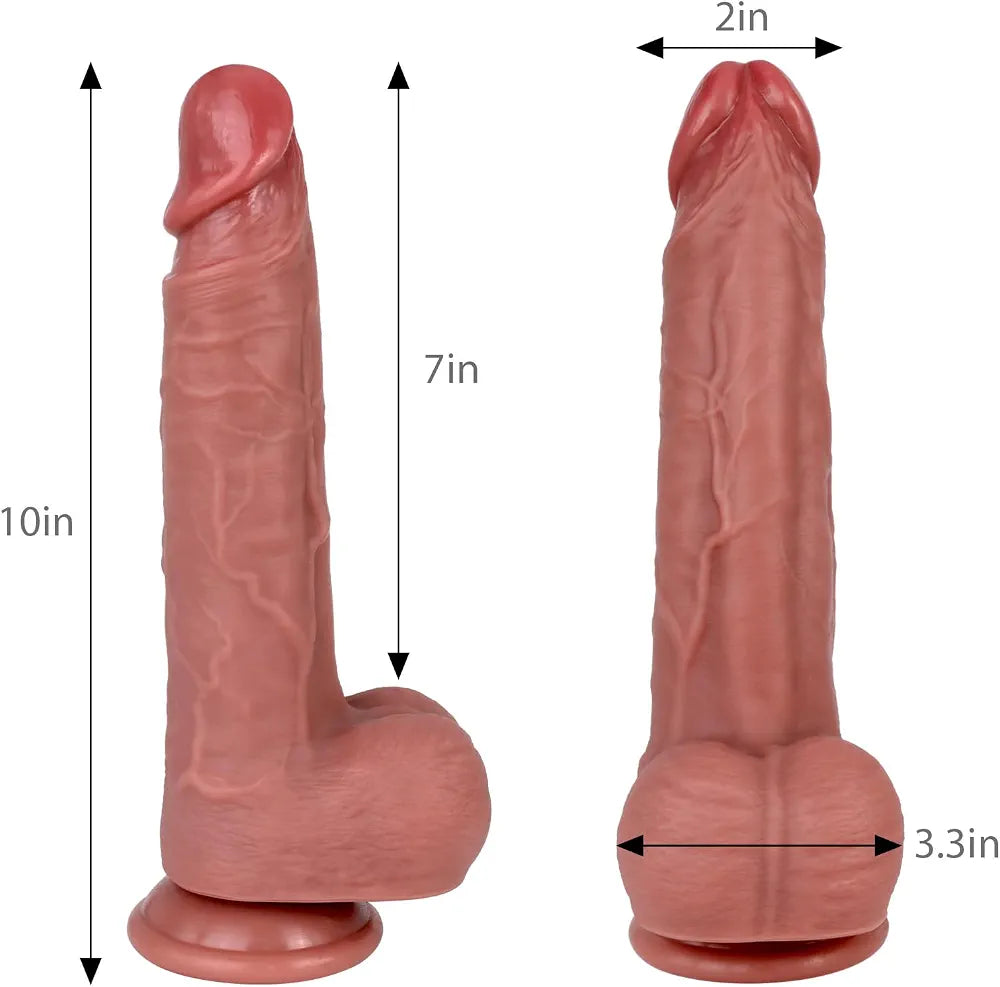 Cunhua 9-Inch Realistic Liquid Silicone Dildo with Strong Suction Cup, Waterproof and Harness-Compatible