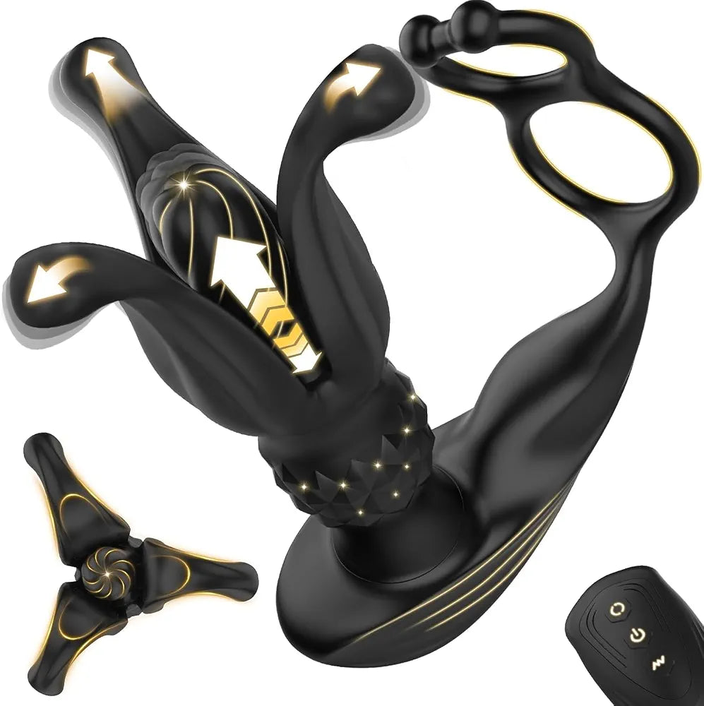 Advanced Dual-Action Prostate Massager and Anal Vibrator with Thrusting Core and 9 Stretching Modes