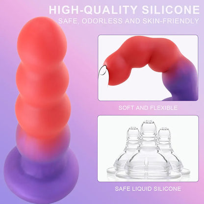 Premium Silicone Anal Training Plug with Suction Base and Beads