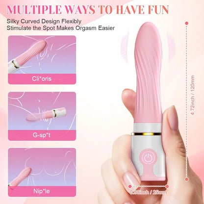 Rechargeable Mini Lipstick Vibrator - 10-Mode Discreet Clitoral and G-Spot Stimulator