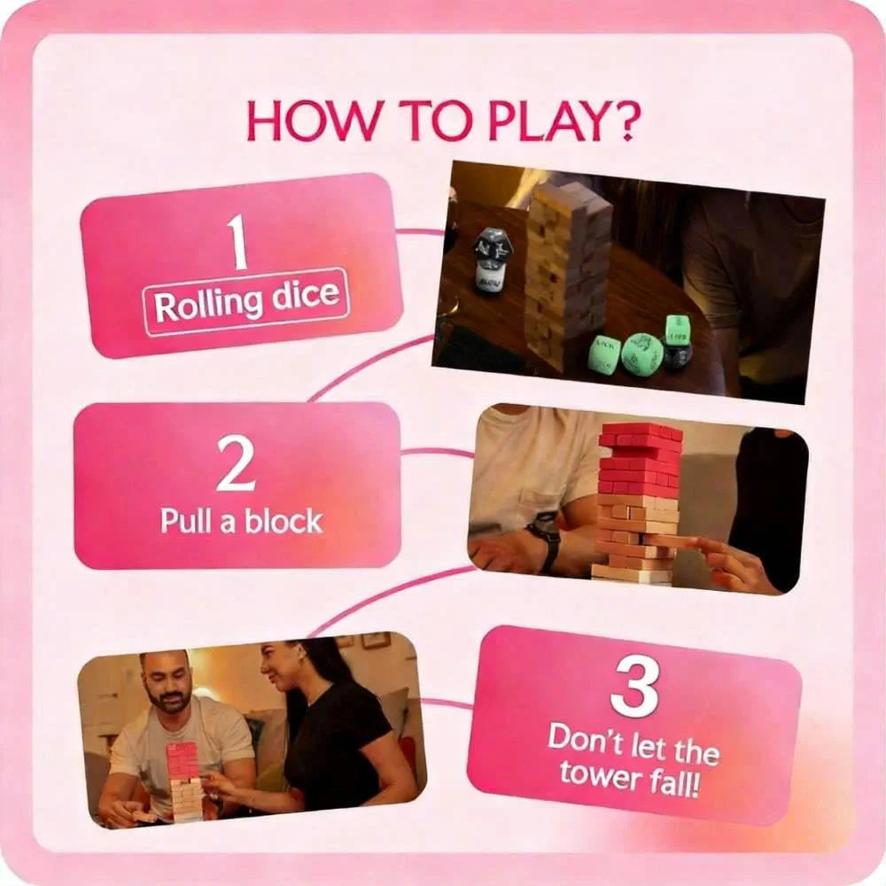 Couples Intimate Stacking Tower and Sex Dice Game Set