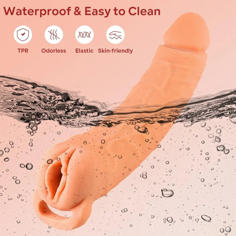 Pennis Extender with Cock Ring Male Masturbator Sex Toys Cock Sleeve Realistic Pocket Pussy Adult Toys for Couples Men Women