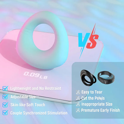 HOESDIK Rechargeable Silicone Vibrating Cock Ring with App Control and 10 Vibration Modes