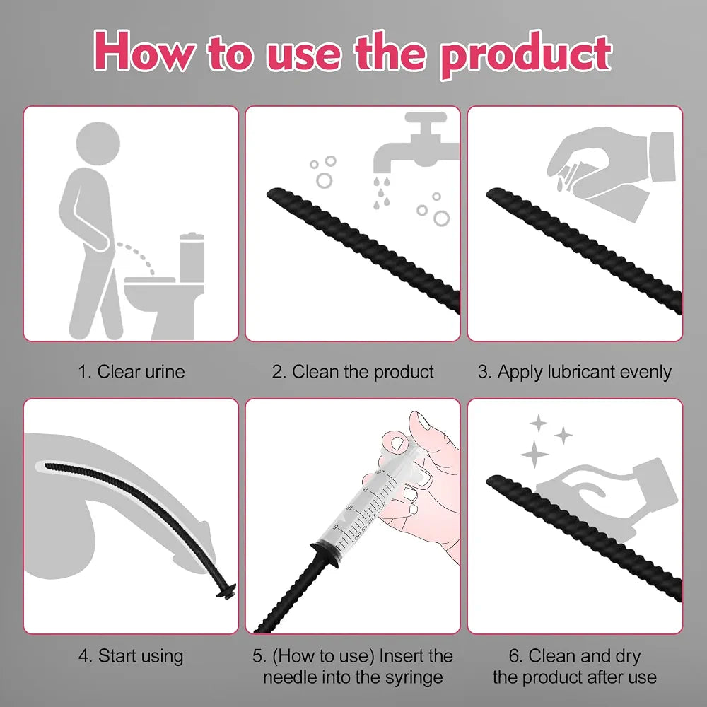 5-Piece Silicone Urethral Sound and Penis Plug Training Set - Waterproof Dual-Shaped Dilators