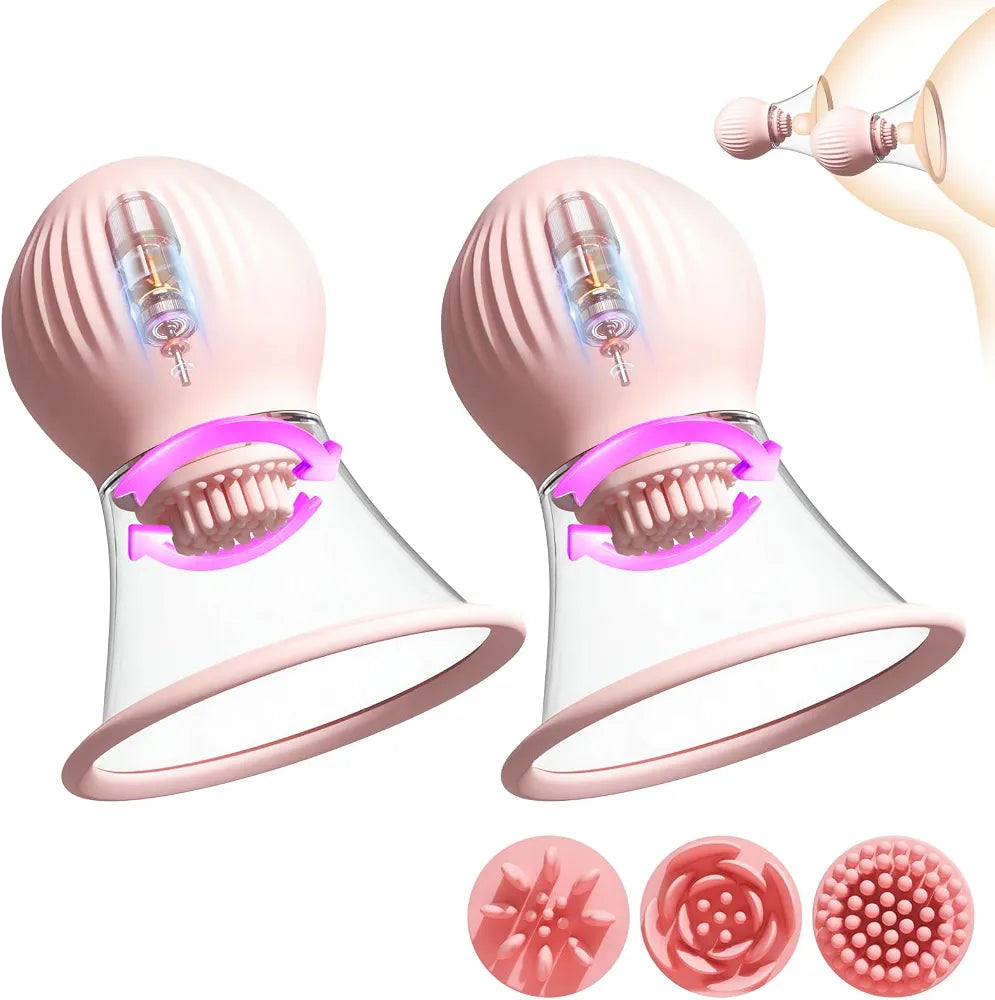 App-Controlled Rotating Nipple Suction Massager with 9 Vibration Modes and 3 Interchangeable Heads