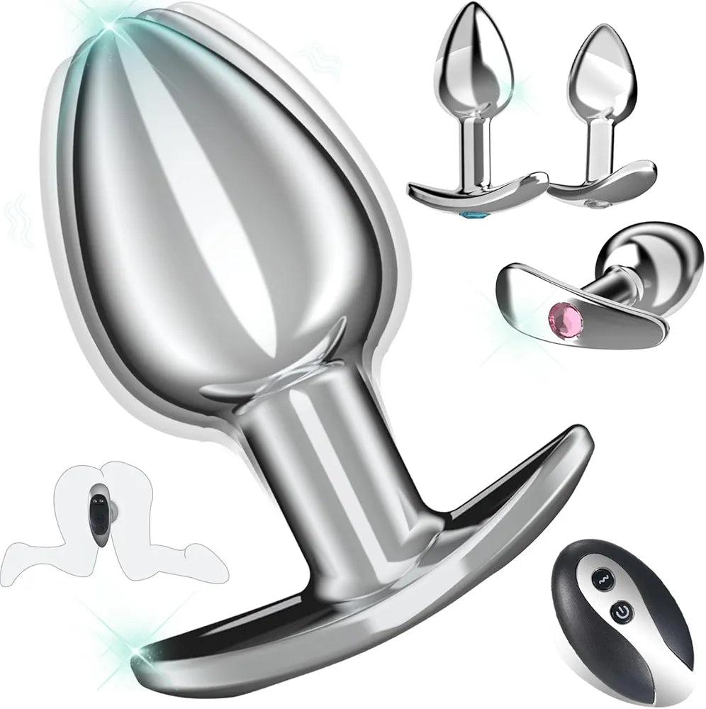 Premium 4-Piece Metal Anal Plug Set with Remote-Controlled Vibration and Prostate Stimulation