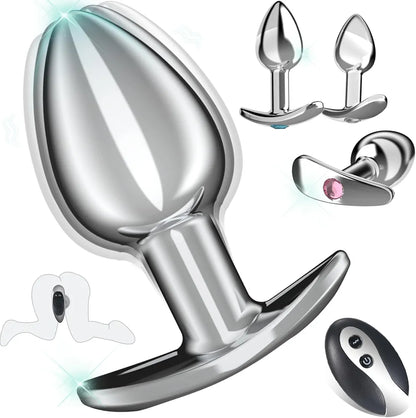 Premium 4-Piece Metal Anal Plug Set with Remote-Controlled Vibration and Prostate Stimulation