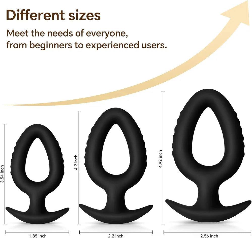 Silicone Anal Training Kit: 3-Piece Progressive Plug Set for Beginners and Advanced Users