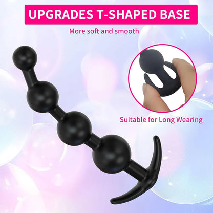 Silicone Anal Training Kit: 2-Piece Flexible Butt Plug and Graduated Bead Set for Prostate Massage