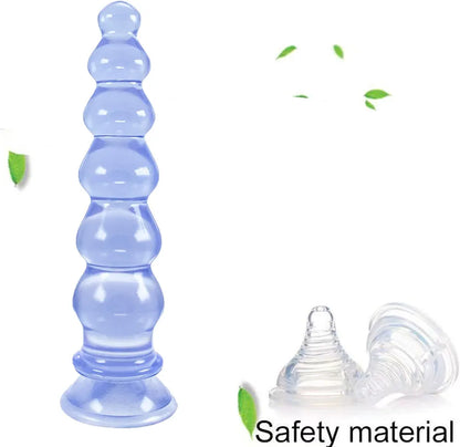 Premium 9.4-Inch Silicone Anal Beads with Suction Base and Clitoral Stimulator