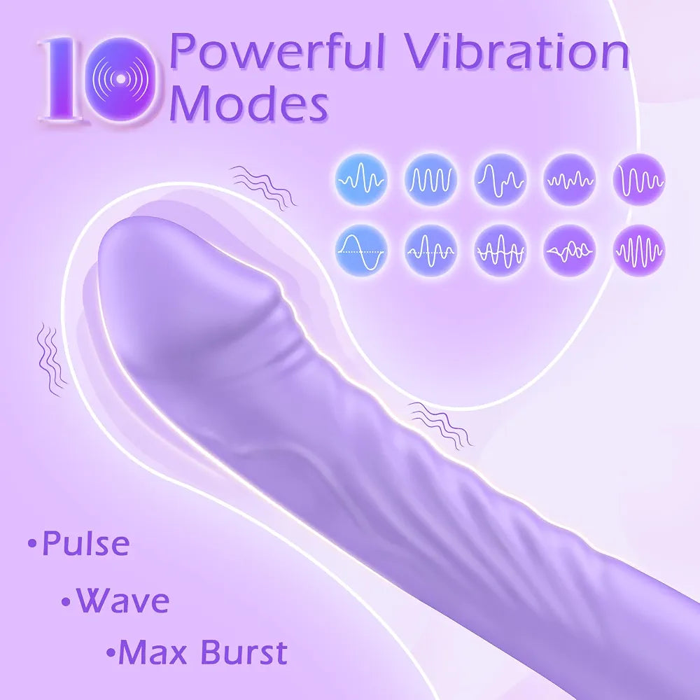 Erncuuc Rechargeable Silicone Dildo Vibrator with 10 Modes and Waterproof Design