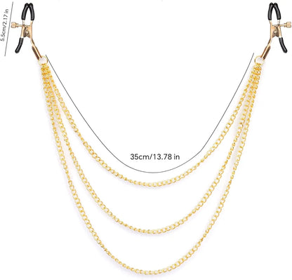 Adjustable Stainless Steel Nipple Clamps with Connecting Chain for Sensual Stimulation