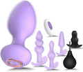 6-Piece Silicone Anal Training Plug Kit with Remote Control Vibration - Beginner-Friendly Adult Toy Set