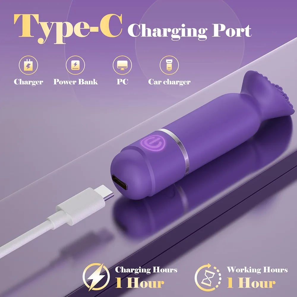 10-Mode Compact Bullet Vibrator Set with 5 Interchangeable Attachments for Targeted Stimulation