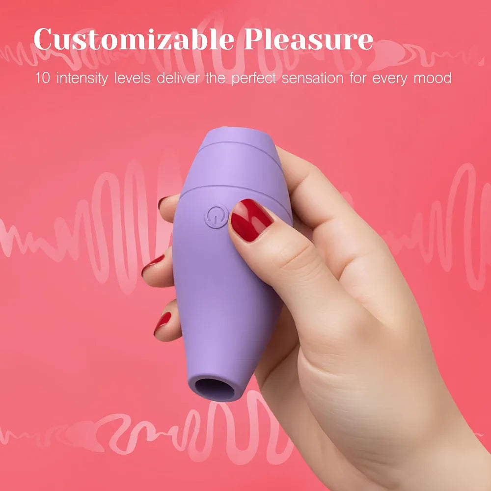 Ergonomic Palm-Sized Clitoral Suction Vibrator with 10 Modes and Wireless Charging