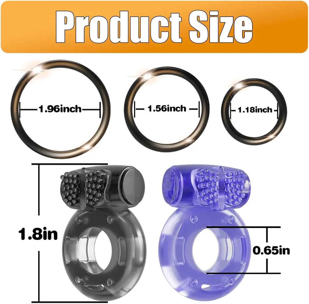 5-Piece Silicone Vibrating Penis Ring Set for Enhanced Performance and Couples Stimulation