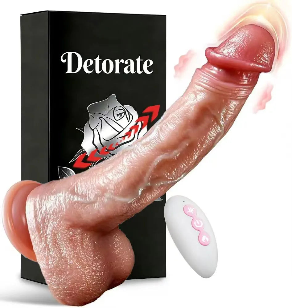 Realistic 5-Mode Thrusting & Rotating Heating Dildo with 9 Vibration Settings and Remote Control