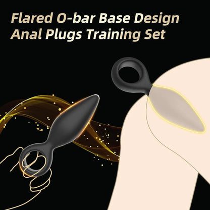 3-Piece Silicone Anal Training Kit with Flared Base for Beginners and Advanced Users