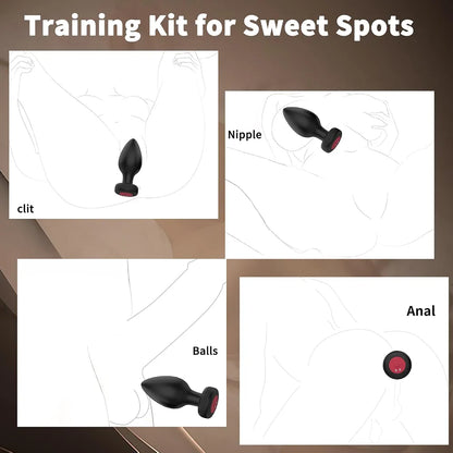 10-Mode Remote Controlled Anal Training Plug Set - 3-Piece Beginner to Advanced Vibrating Kit