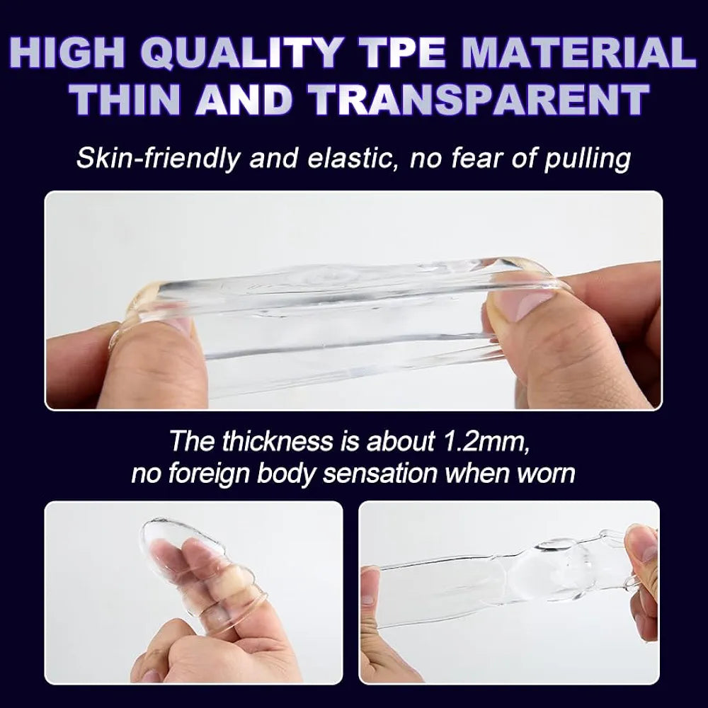 2-Piece Reusable Silicone Penis Extender and Girth Enhancer Sleeve for Men