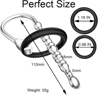 Stainless Steel Urethral Dilator and Penis Plug with Adjustable Cock Ring for Men