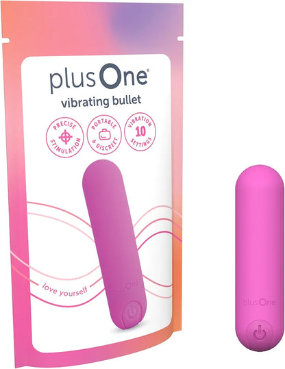 plusOne Mini Bullet Vibrator for Women - Waterproof Silicone Personal Massager, Pink