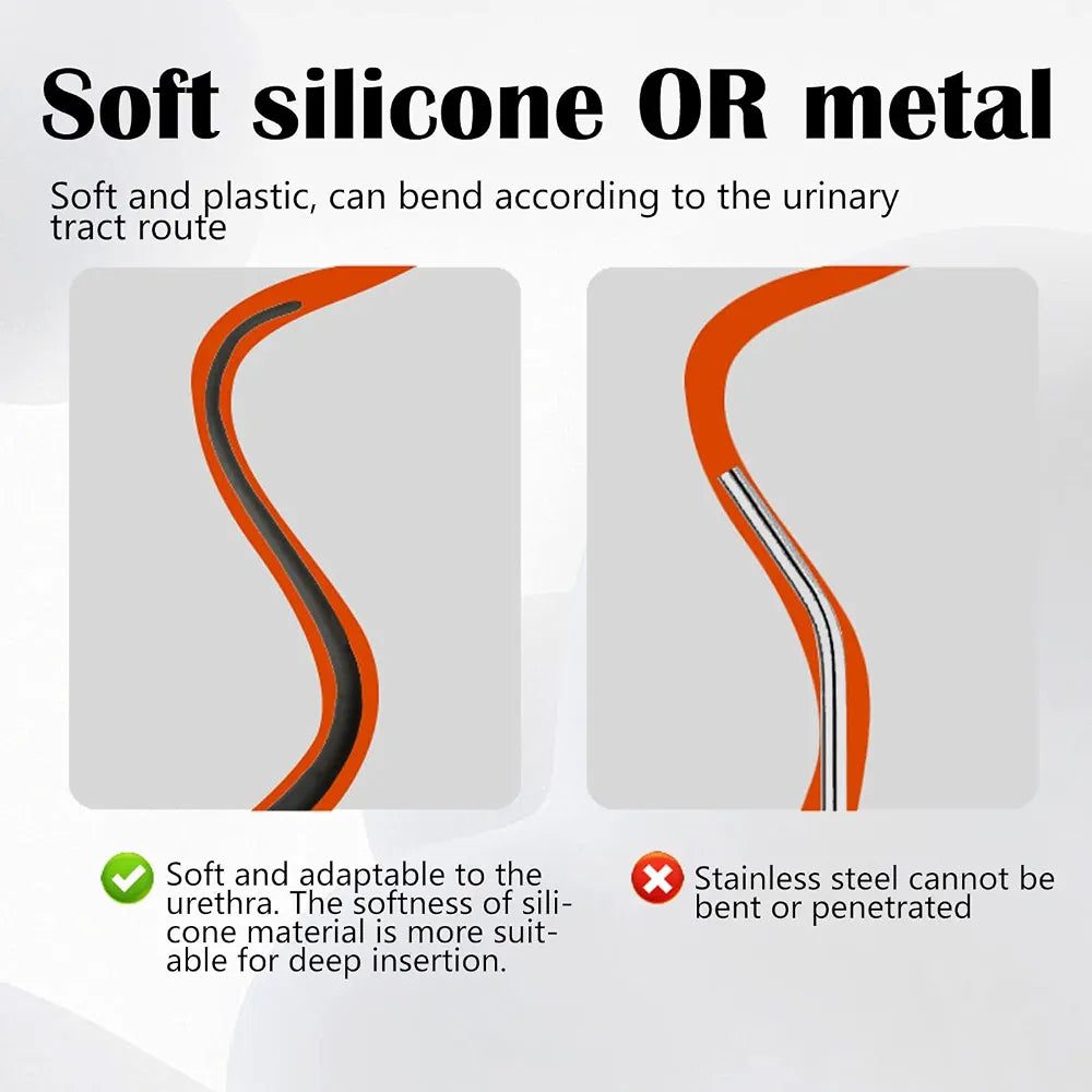 Silicone Urethral Sounding Rod and Vibrating Plug for Men