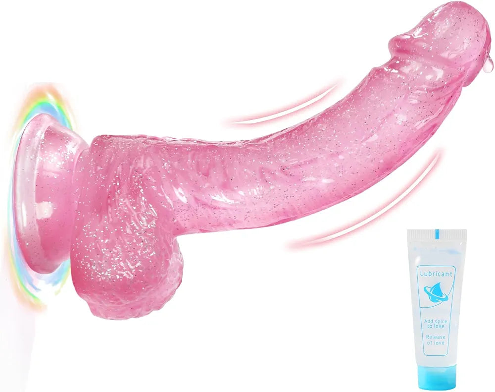 7.9-Inch Realistic Strapless G-Spot Dildo with Strong Suction Cup - Soft Lifelike Pink Silicone Sex Toy for Women and Couples