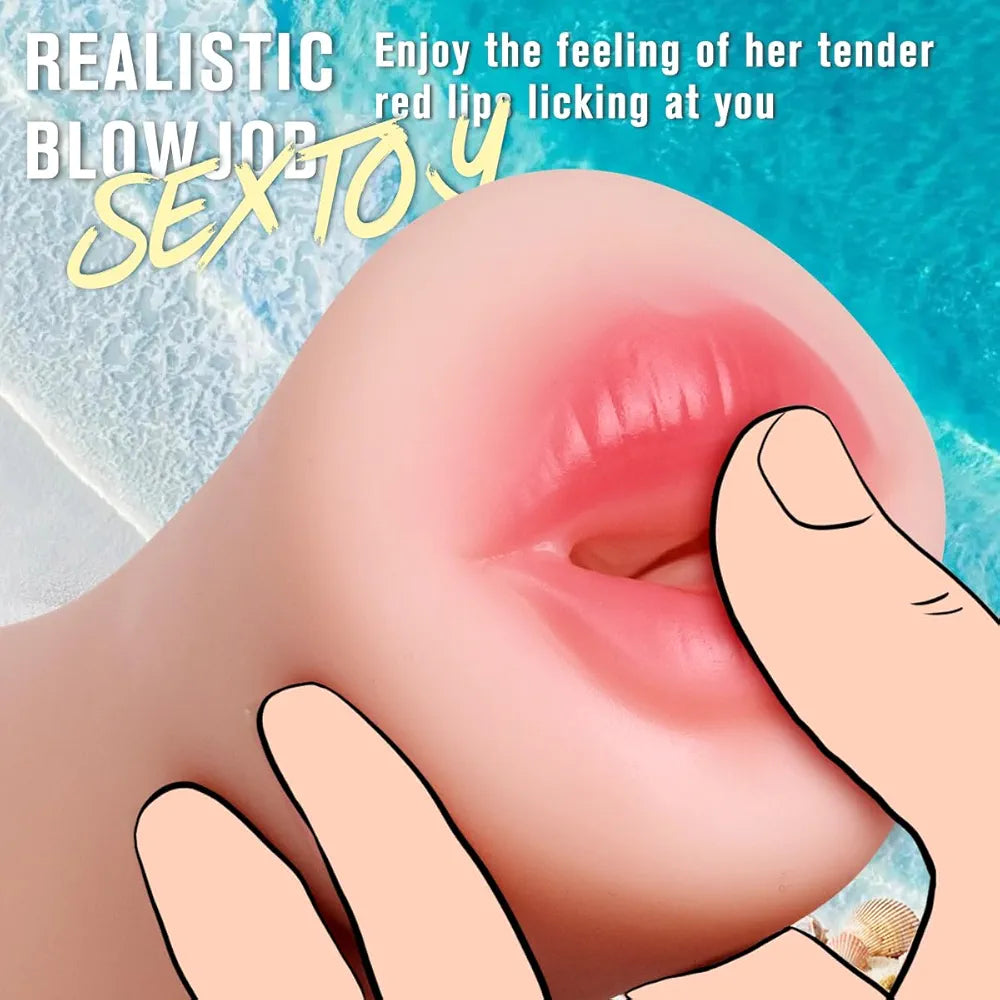 Realistic Silicone Male Masturbator Stroker - Soft Textured Pocket Sex Toy for Men