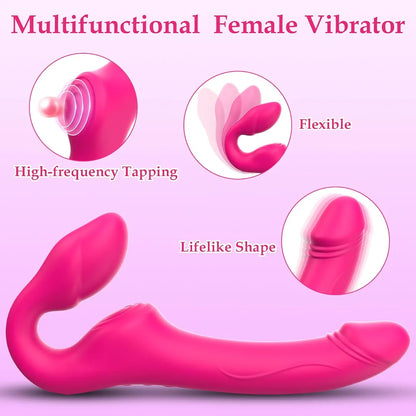 Realistic Double-Ended Strapless Silicone Dildo with 10 Vibration Modes and Remote Control