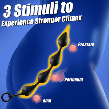 10.9-Inch Flexible Silicone Anal Bead Trainer with Pull String for Prostate Massage