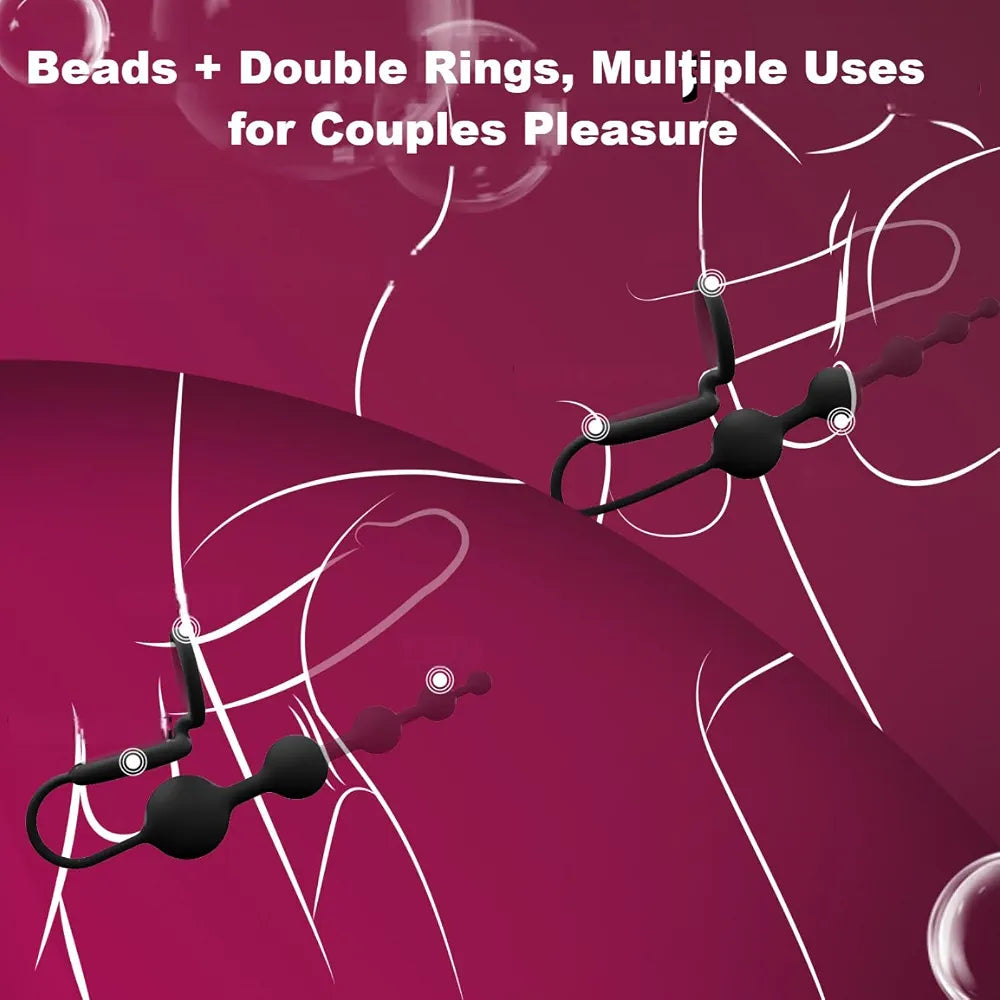 Silicone Graduated Anal Plug and Cock Ring Set for Couples