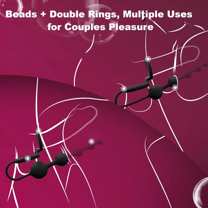 Silicone Graduated Anal Plug and Cock Ring Set for Couples