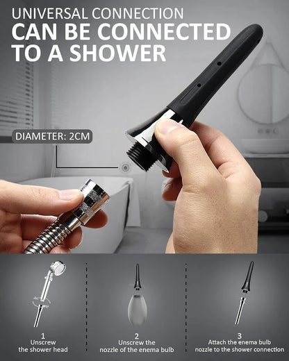 Reusable 7-Spout Anti-Backflow Enema Bulb and Shower Attachment for Colon Cleansing and Personal Hygiene