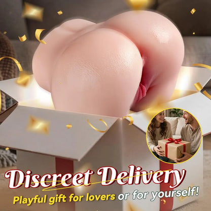 Dual-Channel Realistic Male Masturbator with Plump Buttocks - 4.9lb Portable Adult Sex Toy