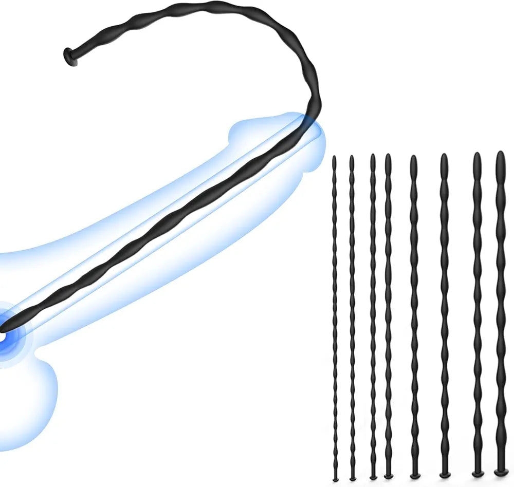 8-Piece Silicone Urethral Sounding and Dilator Set for Men - Flexible Catheters and Prostate Massager for BDSM Stimulation