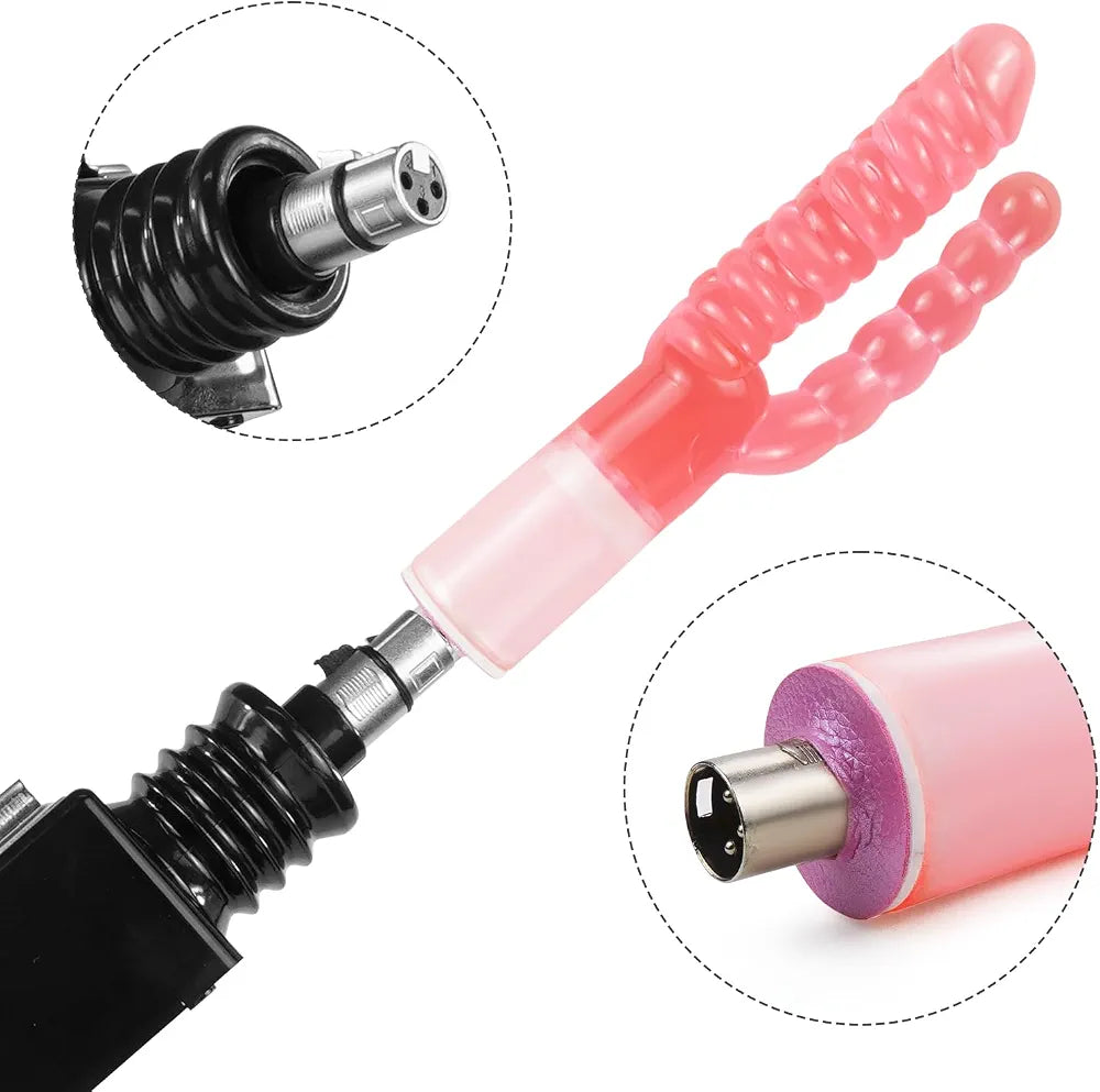 ANNGEOK 22CM Double-Ended Dildo Attachment for Automatic Thrusting Sex Machines with 3XLR Connector