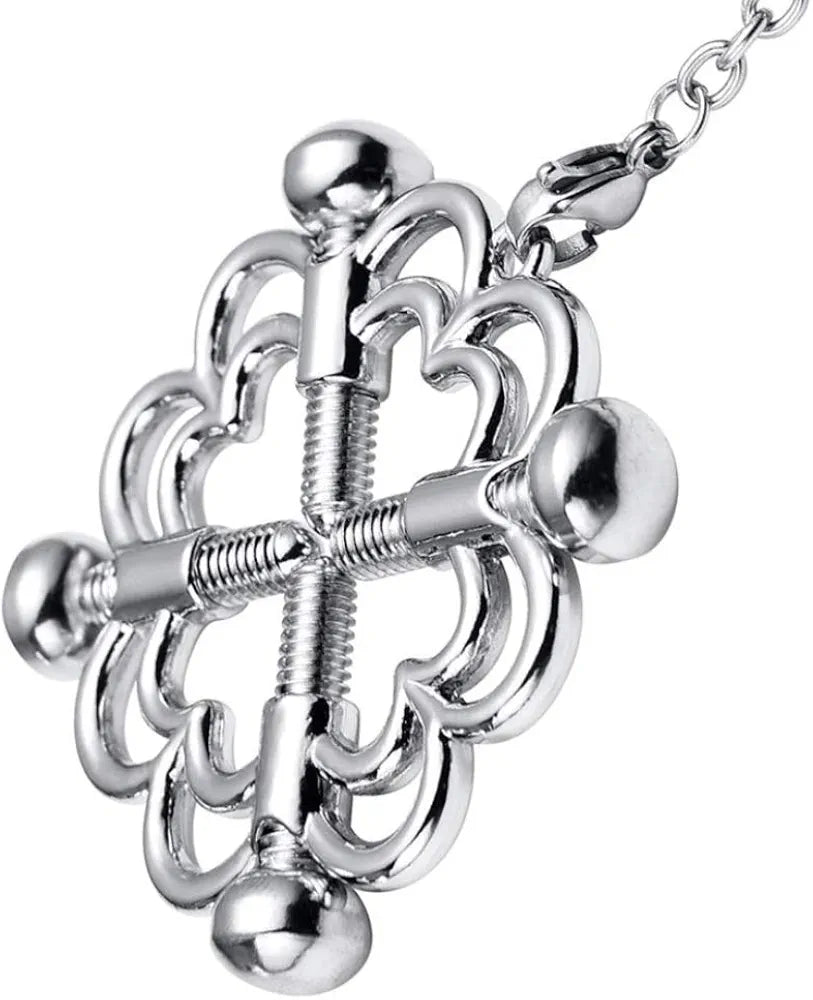 Adjustable Stainless Steel Nipple Clamps with Connecting Chains for Sensual Play