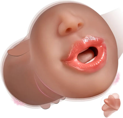 Realistic Deep Throat Oral Sex Simulator with Vibrating Tongue and Teeth for Men
