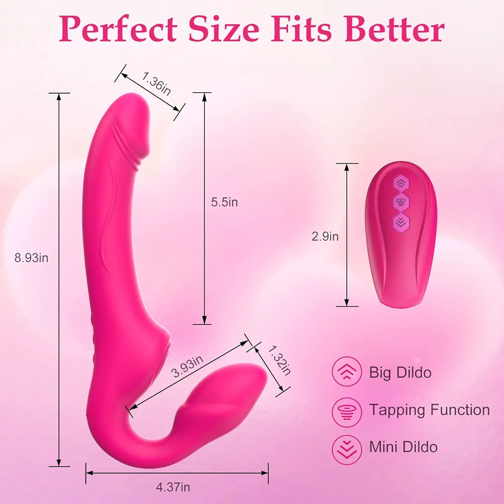 Realistic Double-Ended Strapless Silicone Dildo with 10 Vibration Modes and Remote Control