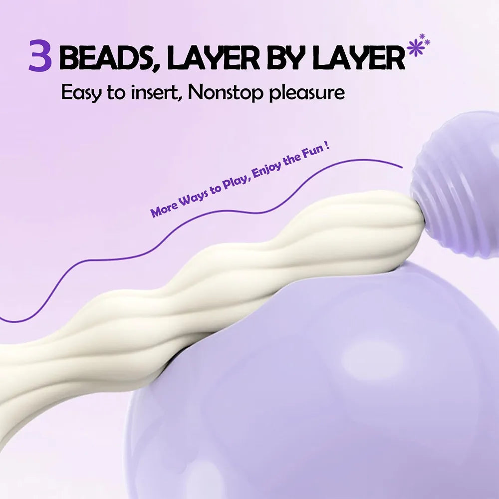 Premium Silicone Anal Beads with Flower Suction Base for Beginner Training and Prostate Massage