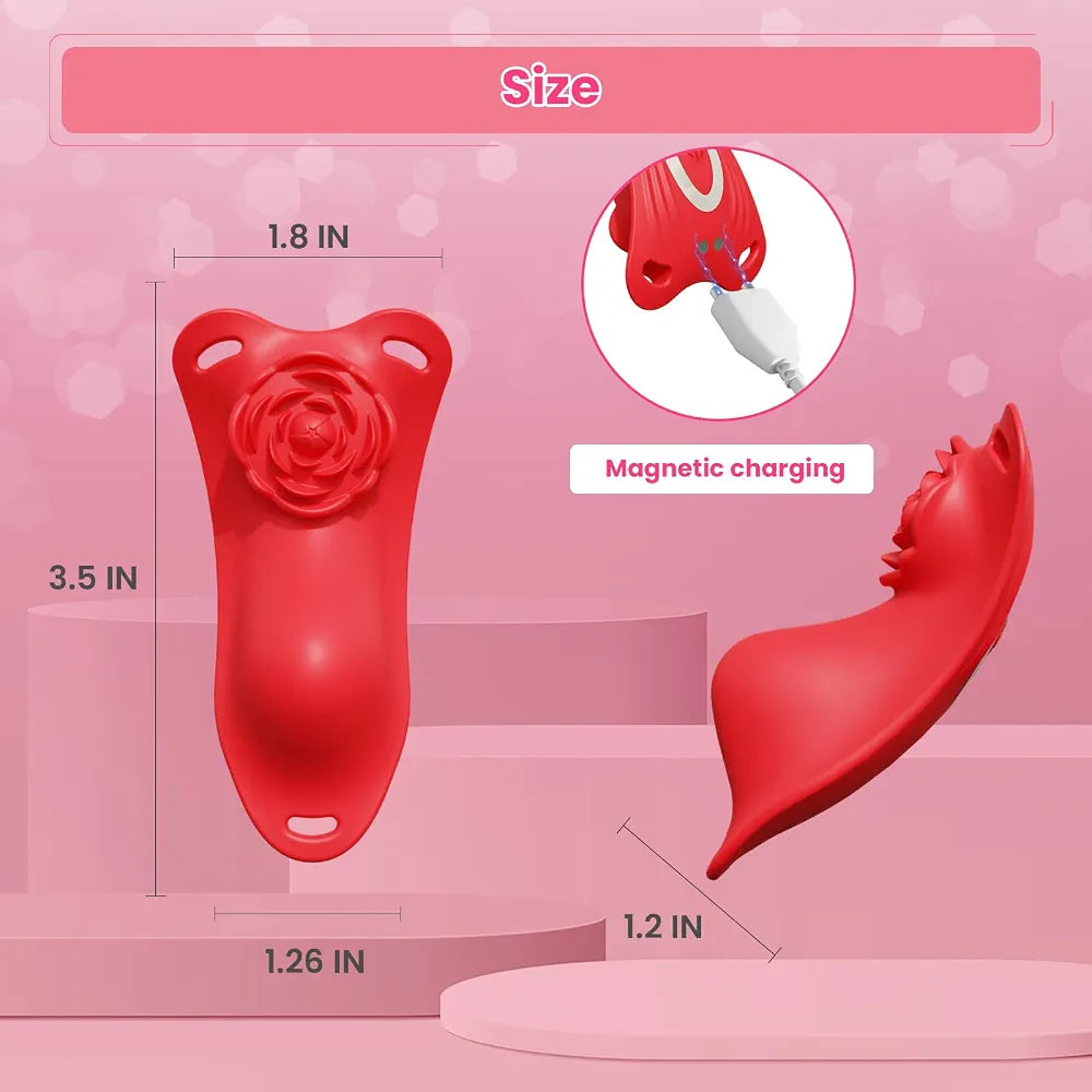 Wearable Remote Control Butterfly Vibrator for Women & Couples - Rose Clitoral Stimulator