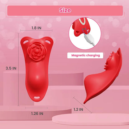 Wearable Remote Control Butterfly Vibrator for Women & Couples - Rose Clitoral Stimulator