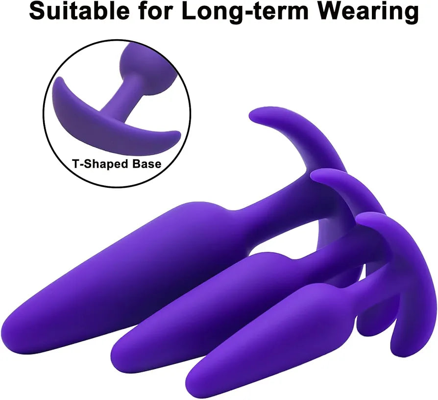 3-Piece Silicone Anal Training Kit with Flared Base for Beginners and Advanced Users