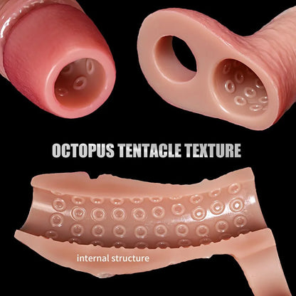6.7'' Girth Thick Realistic Penis Sleeve Cock Sleeve,Cock Ring Penis Extender Ultra-Soft Silicone Cock Sleeve Penis Ring Adult Sex Toys for Men Couples