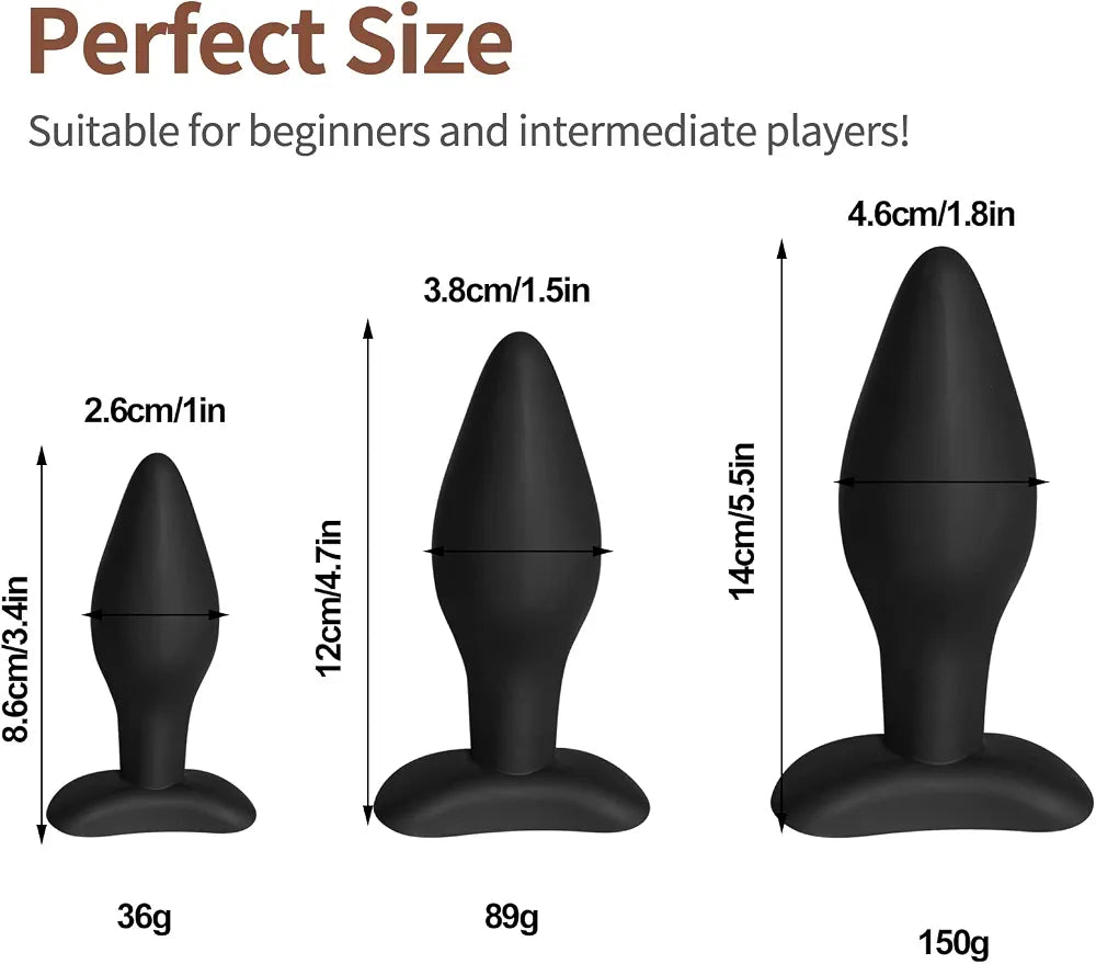 3-Piece Silicone Anal Training Plug Set for Beginners