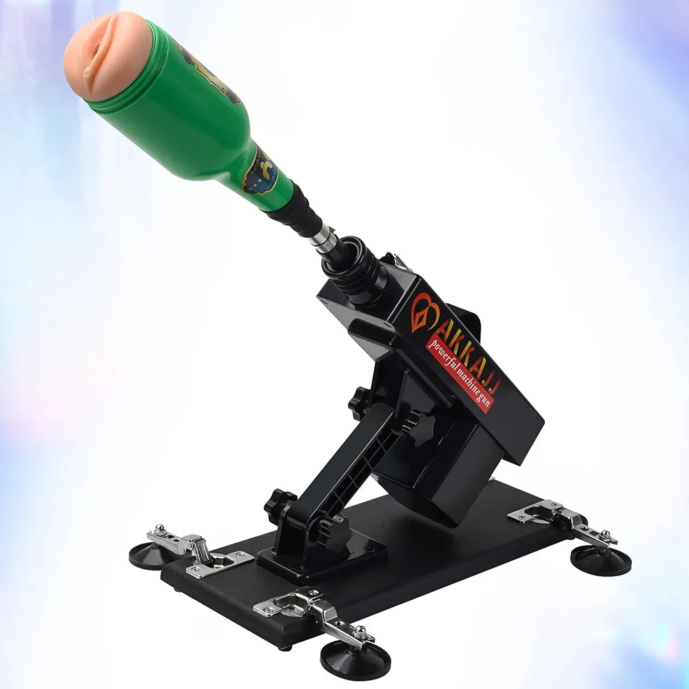 AKKAJJ Automatic Thrusting Sex Machine with Heated Dildo and Masturbation Cup - Black