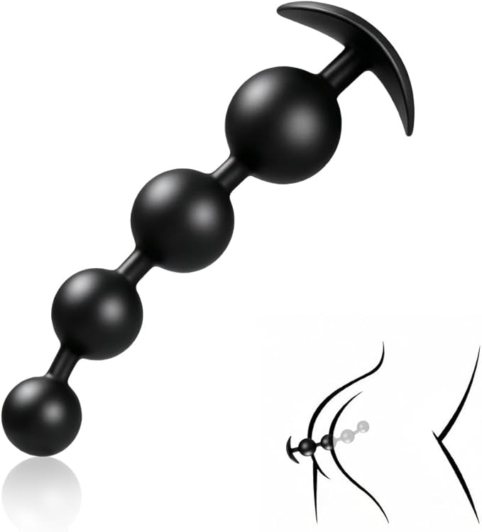 Flexible Silicone Anal Bead Chain - Graduated Size Prostate Massager and Anal Trainer
