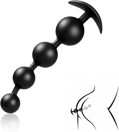 Flexible Silicone Anal Bead Chain - Graduated Size Prostate Massager and Anal Trainer