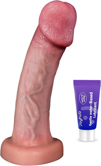 Coocfan 7-Inch Realistic Silicone Dildo with Suction Cup, Soft Lifelike Veiny Texture for G-Spot and Anal Stimulation